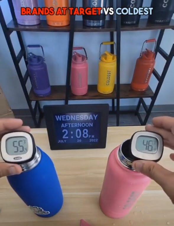 Target Water Bottles vs The Coldest Water Bottle - 24 Hour Temperature Test - Coldest